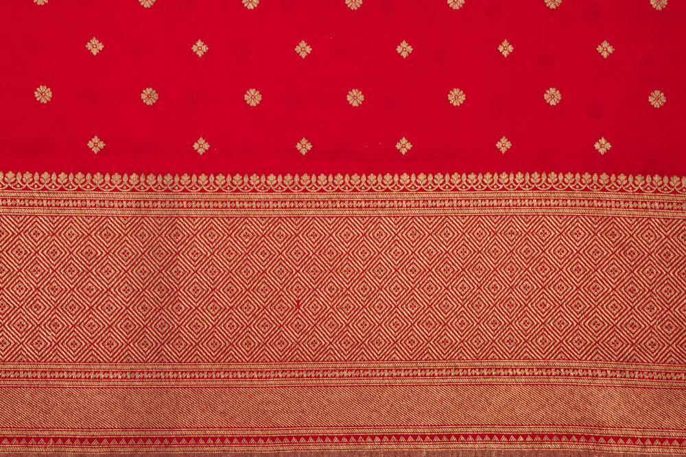 Red Handwoven Banarasi Silk Fabric