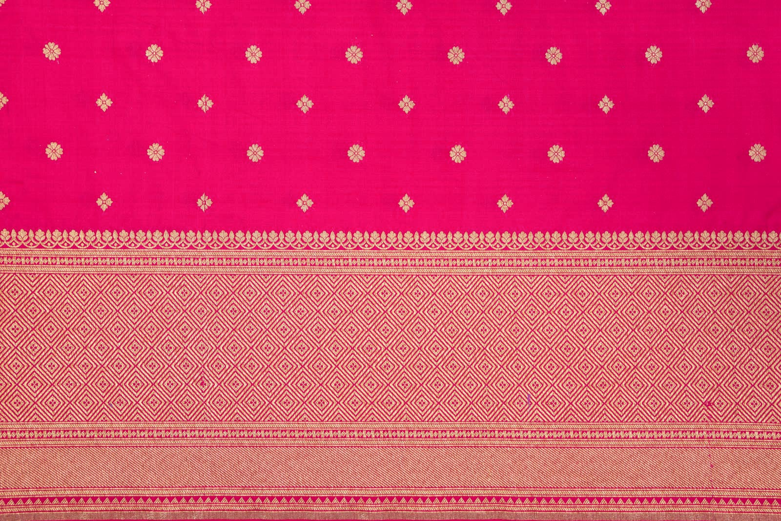 Fuchsia Pink Handwoven Banarasi Silk Fabric