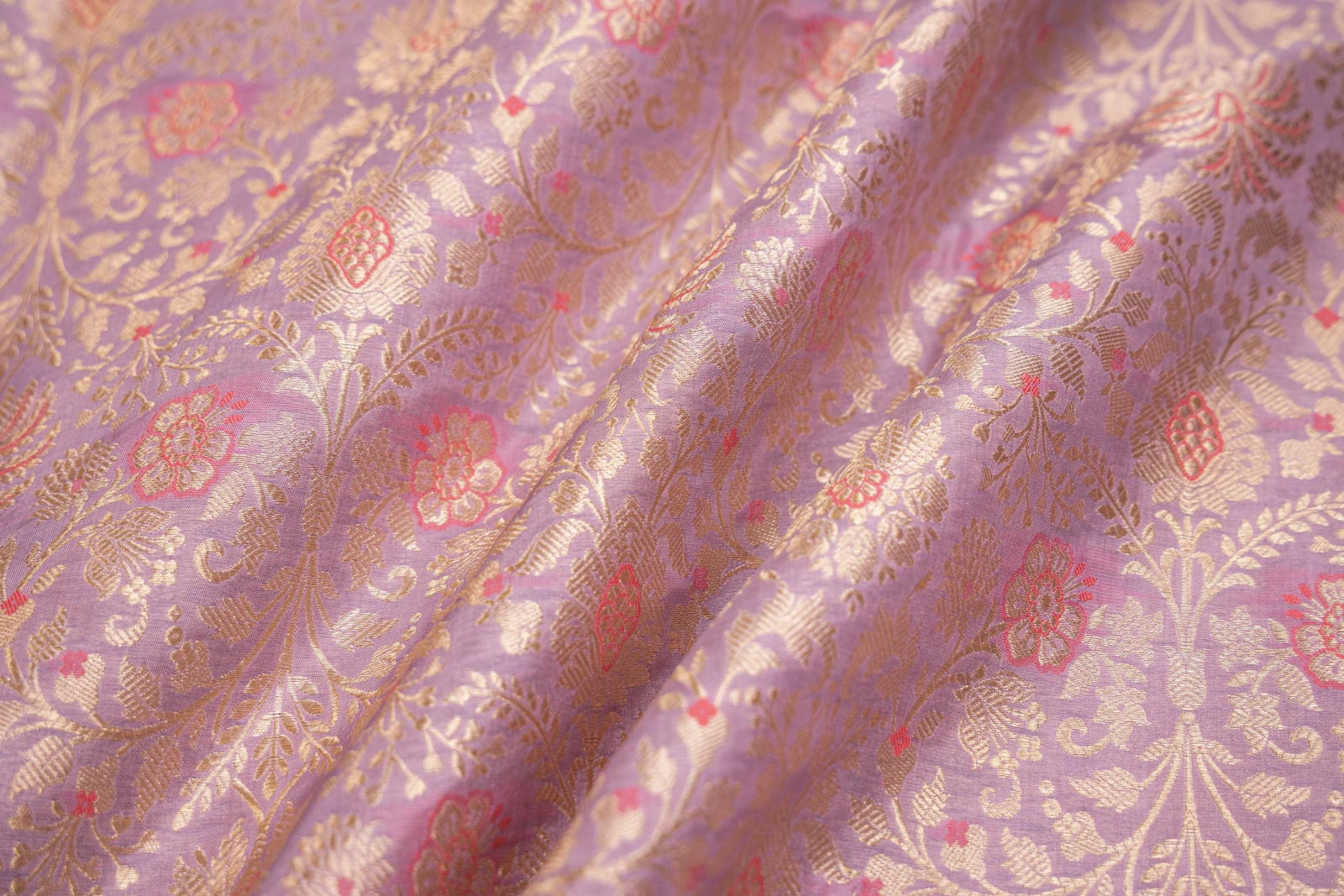Lavender Handwoven Banarasi Brocade Fabric