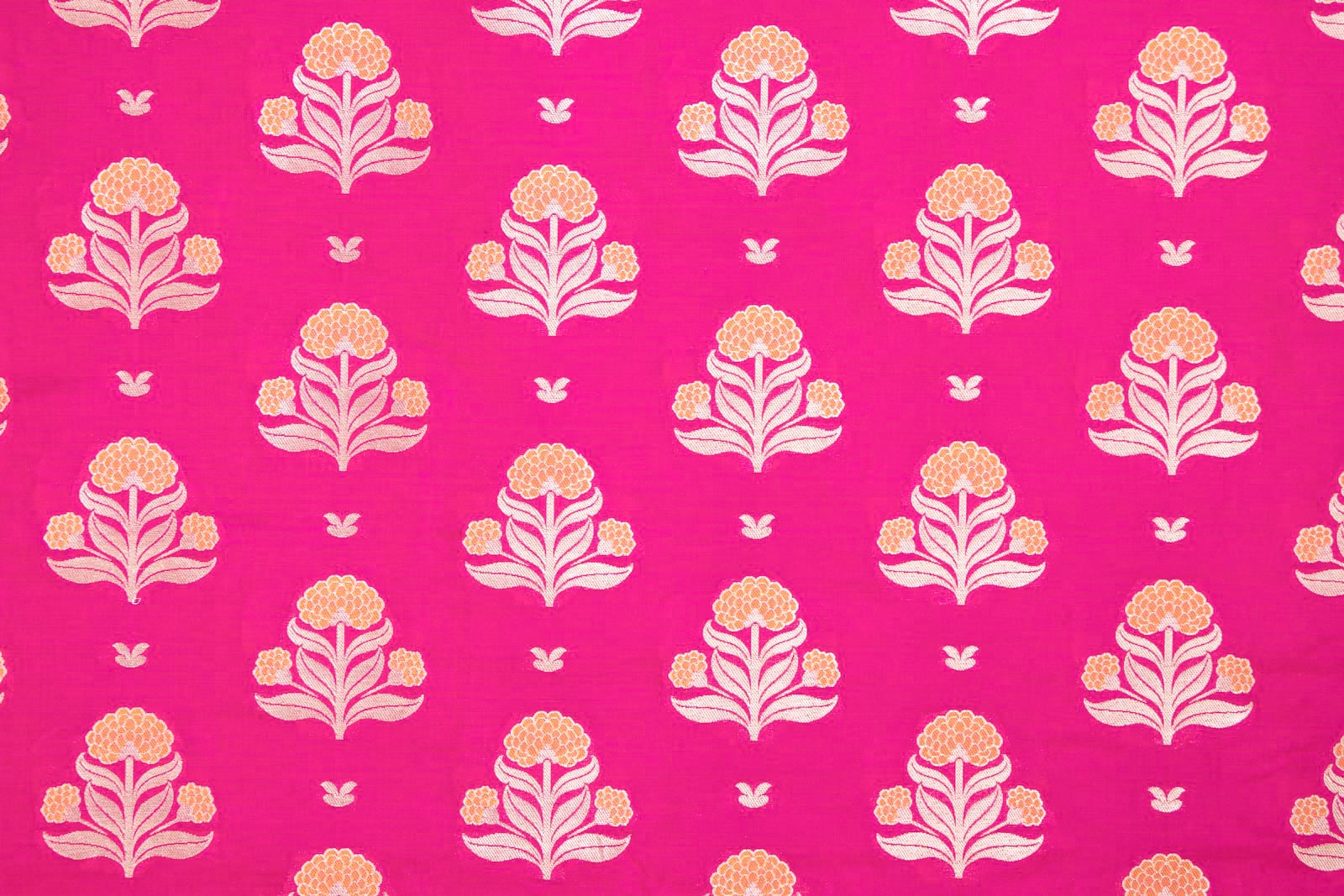 Fuchsia Pink Handwoven Banarasi Silk Fabric