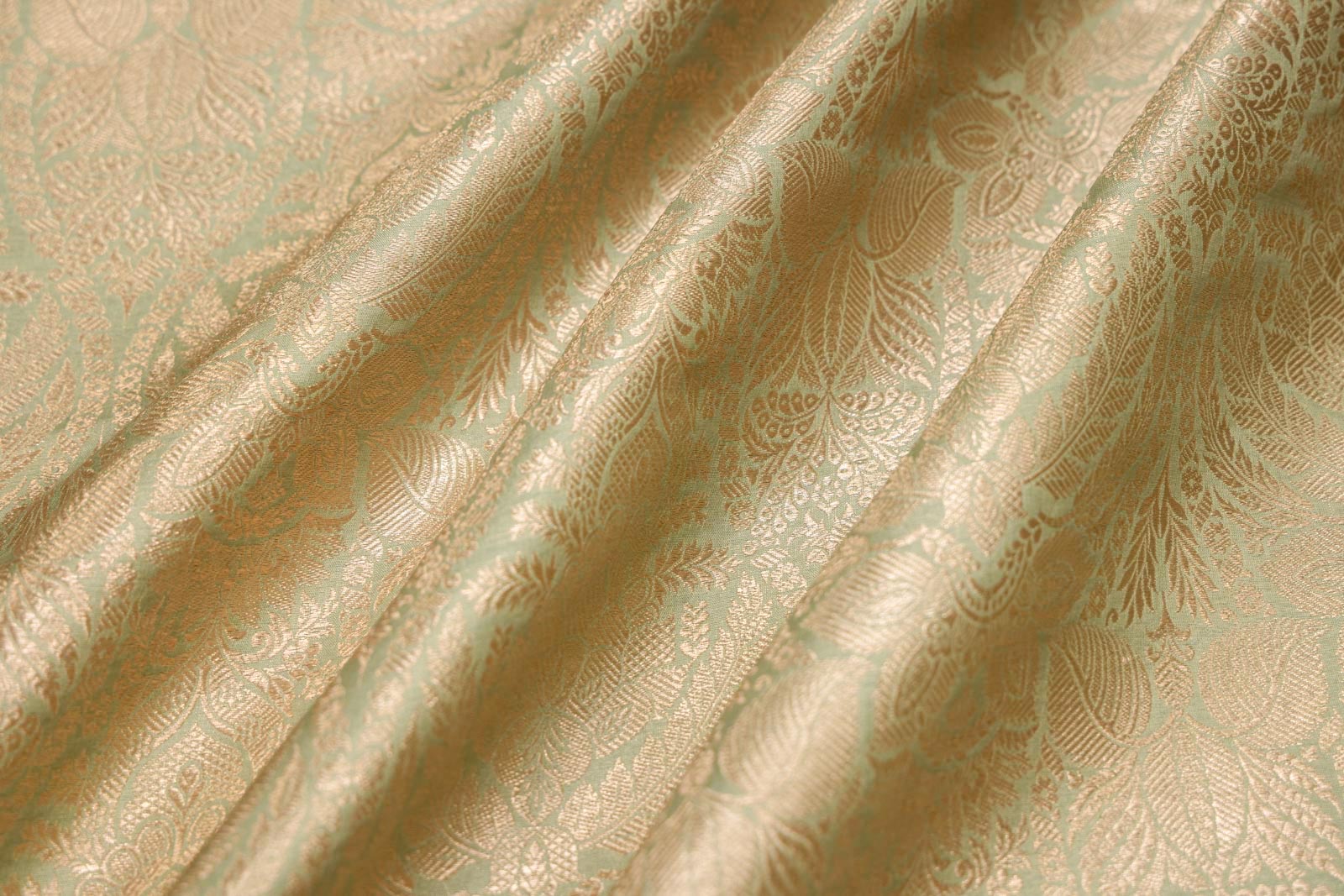 Pista Green Handwoven Banarasi Silk Fabric