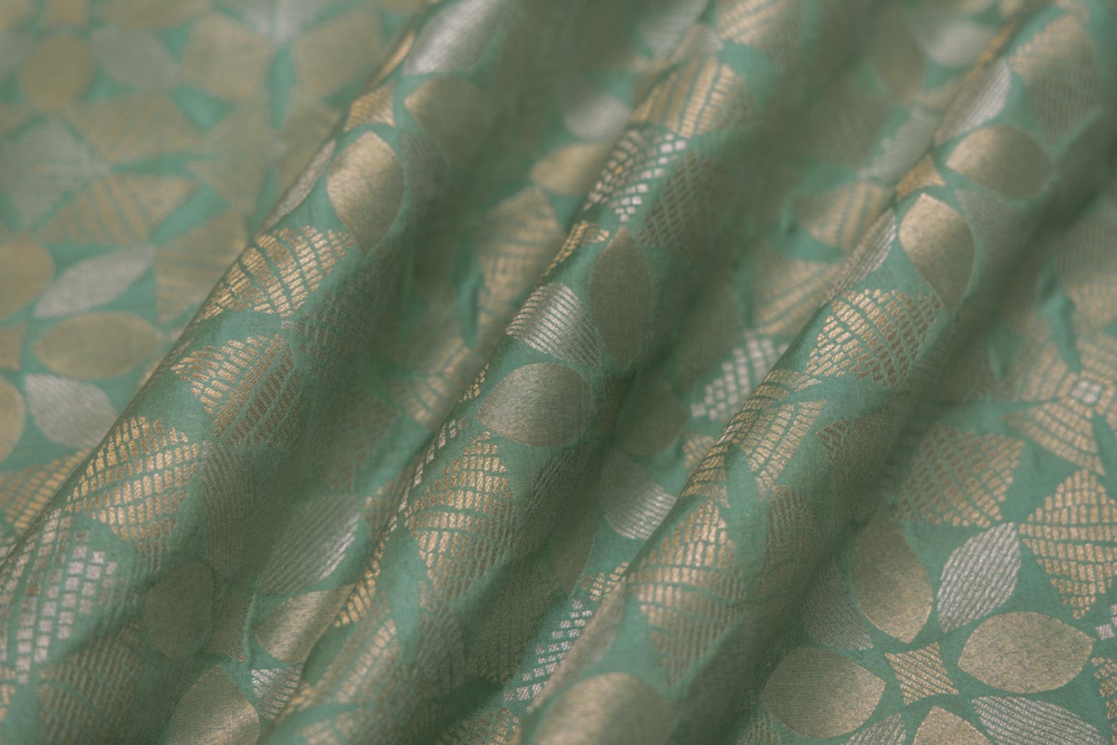 Mint Blue Handwoven Banarasi Silk Fabric