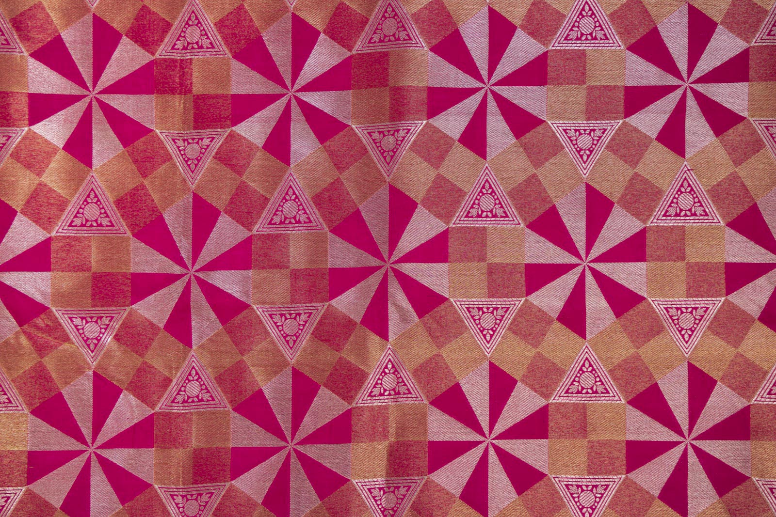 Fuchsia Pink Handwoven Banarasi Silk Fabric