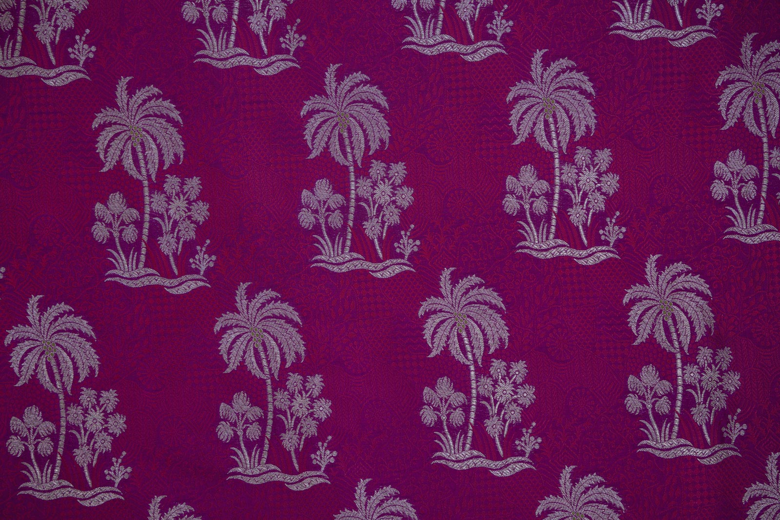 Magenta Purple Handwoven Banarasi Silk Fabric