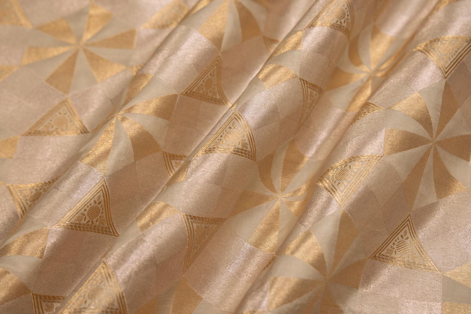 Ivory Handwoven Banarasi Silk Fabric