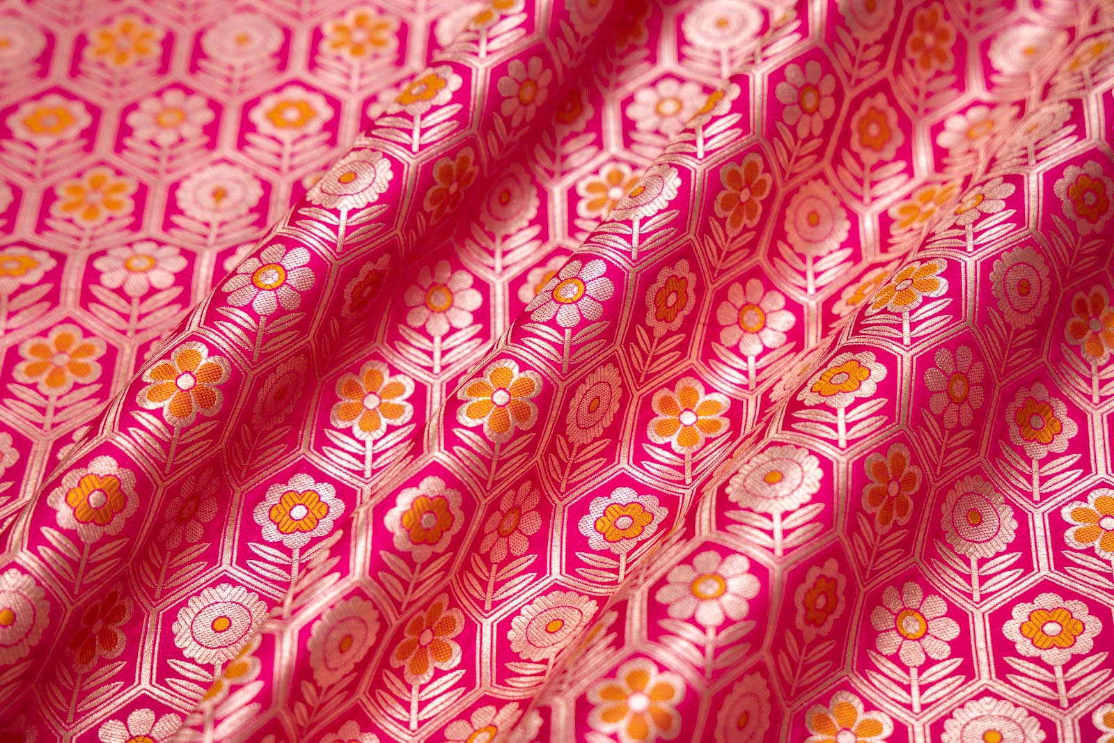 Pink Handwoven Banarasi Silk Fabric