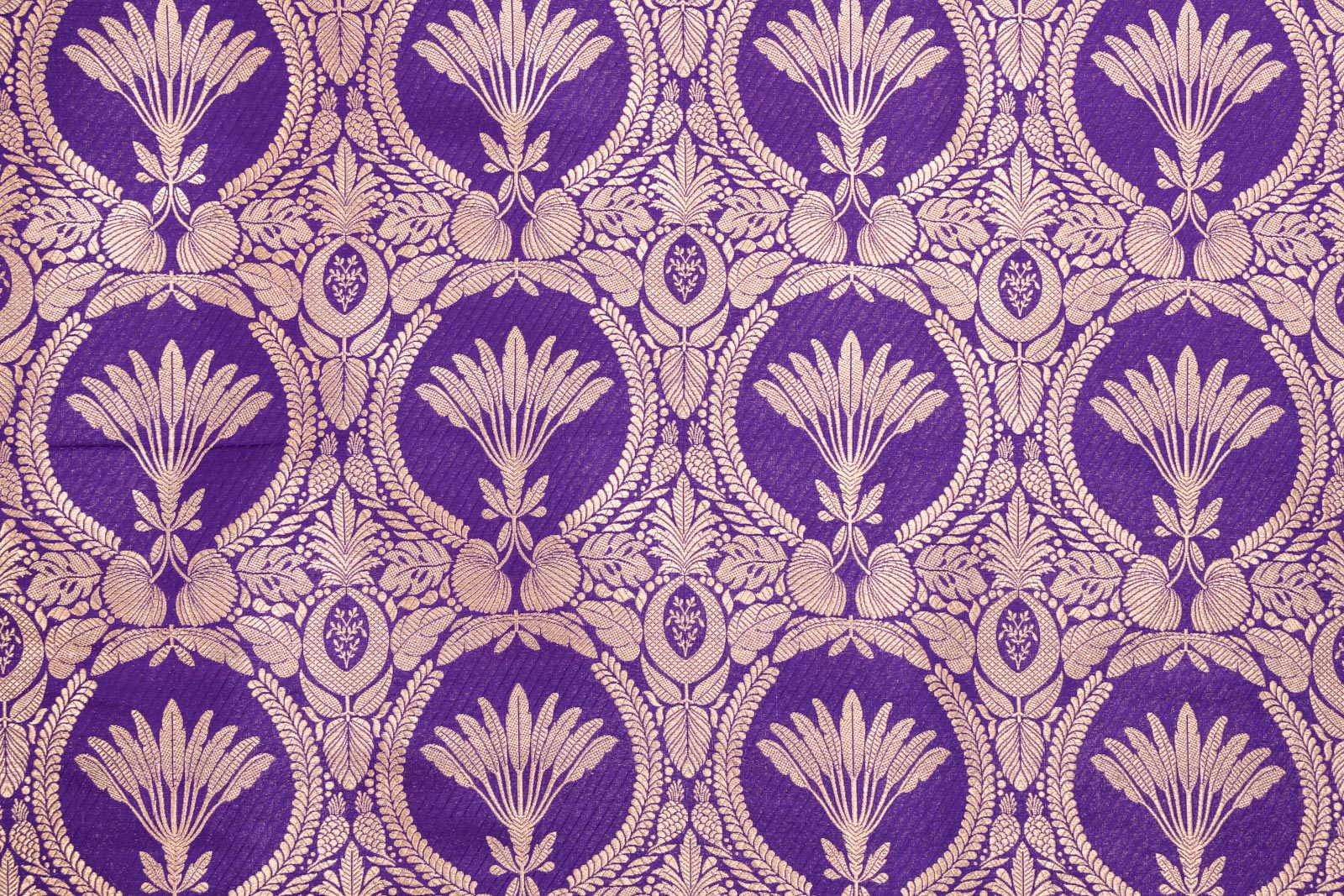 Bluish Purple Handwoven Banarasi Silk Fabric