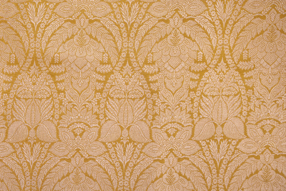 Yellowish Green Handwoven Banarasi Silk Fabric
