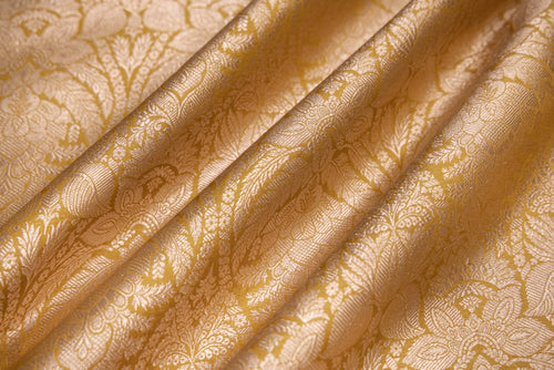 Yellowish Green Handwoven Banarasi Silk Fabric