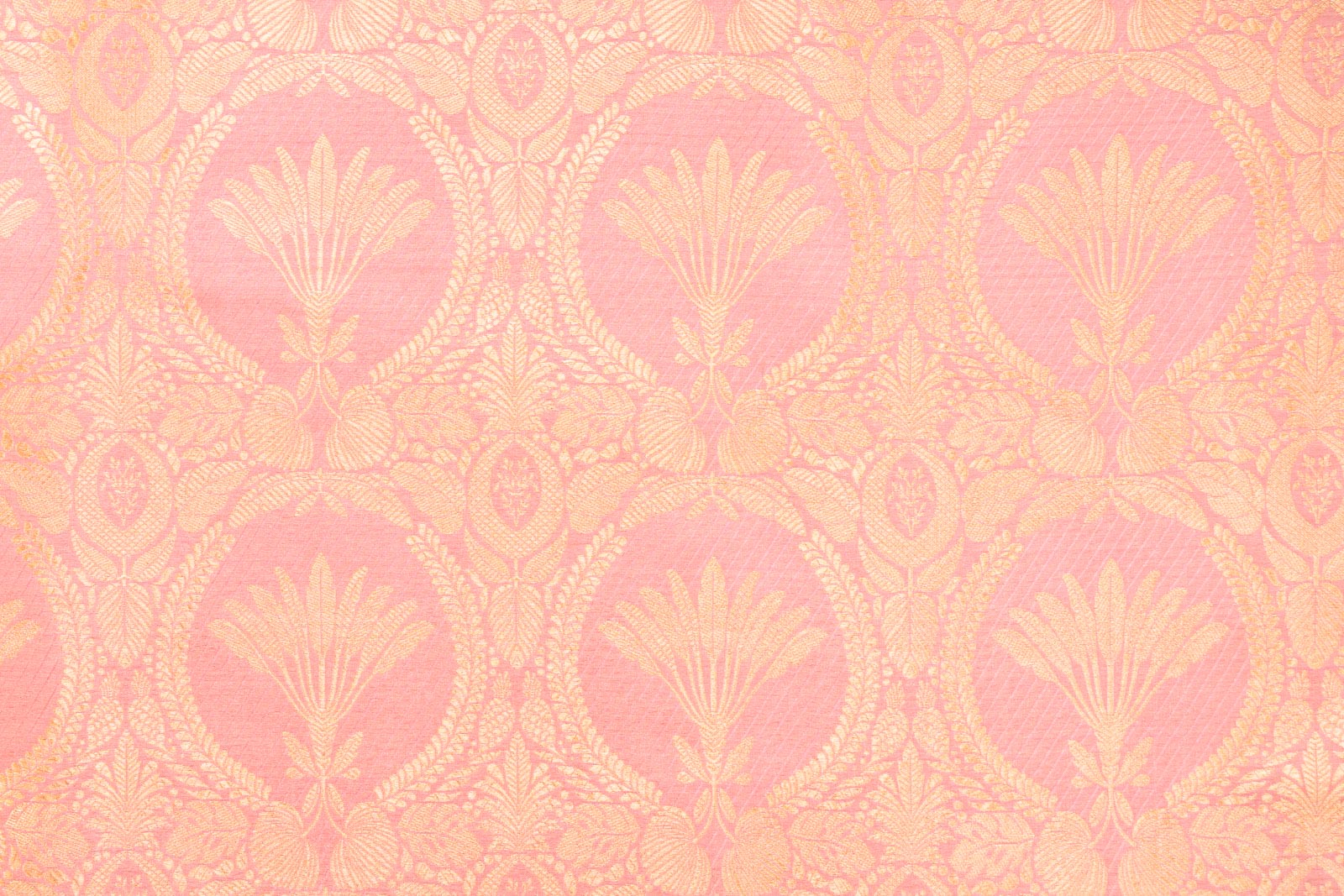 Baby Pink Handwoven Banarasi Silk Fabric