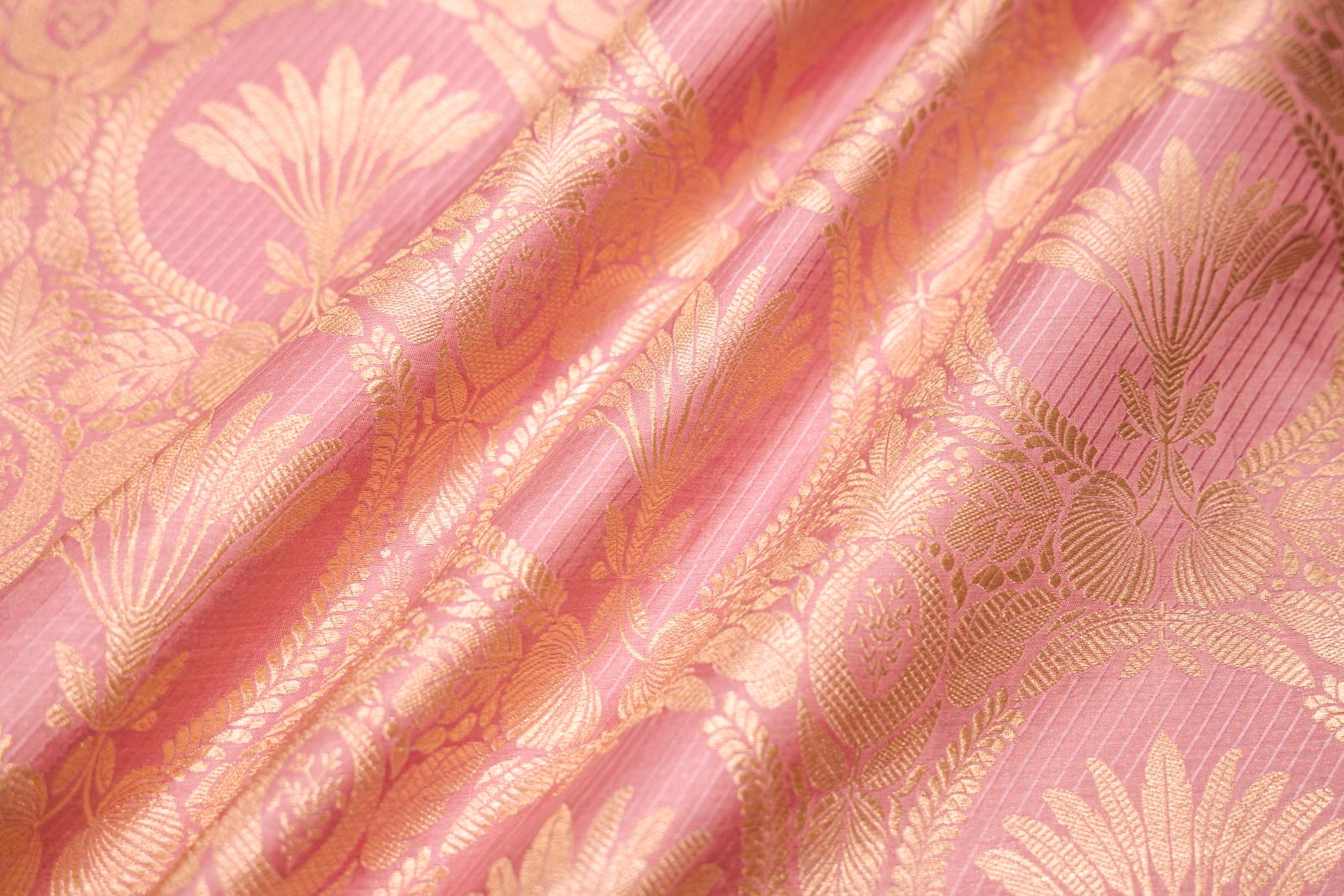 Baby Pink Handwoven Banarasi Silk Fabric