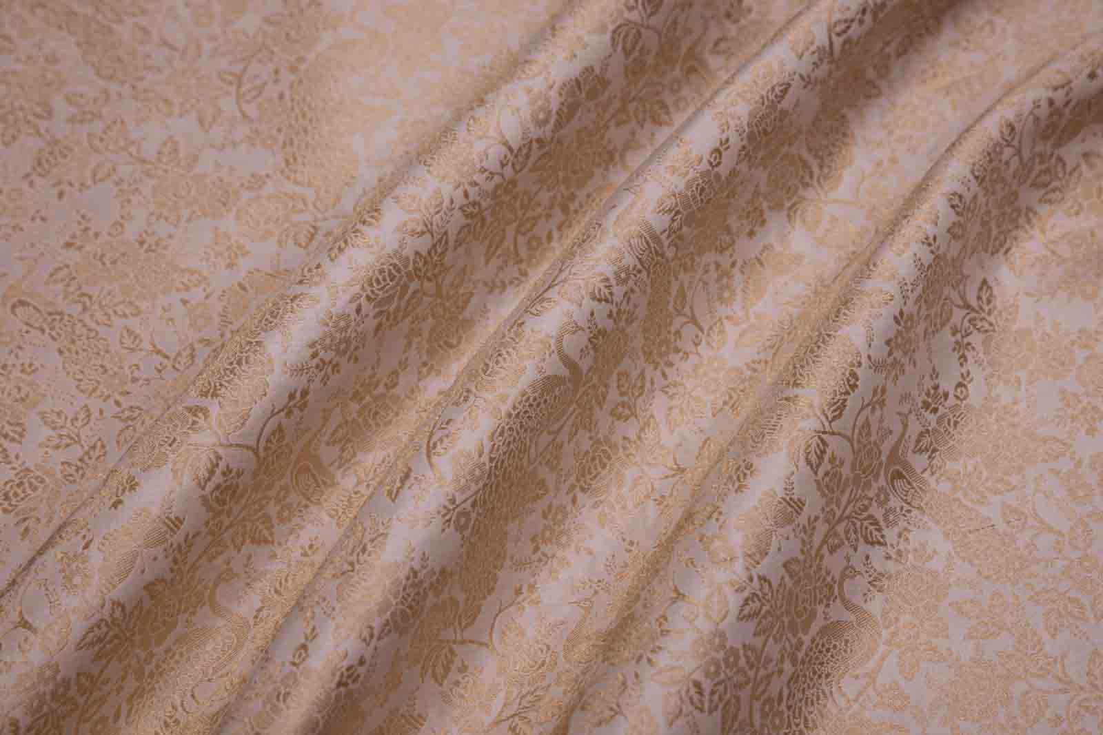 Off-White Handwoven Banarasi Silk Fabric