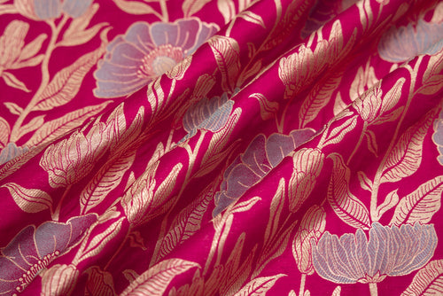 Fuchsia Pink Handwoven Banarasi Silk Fabric