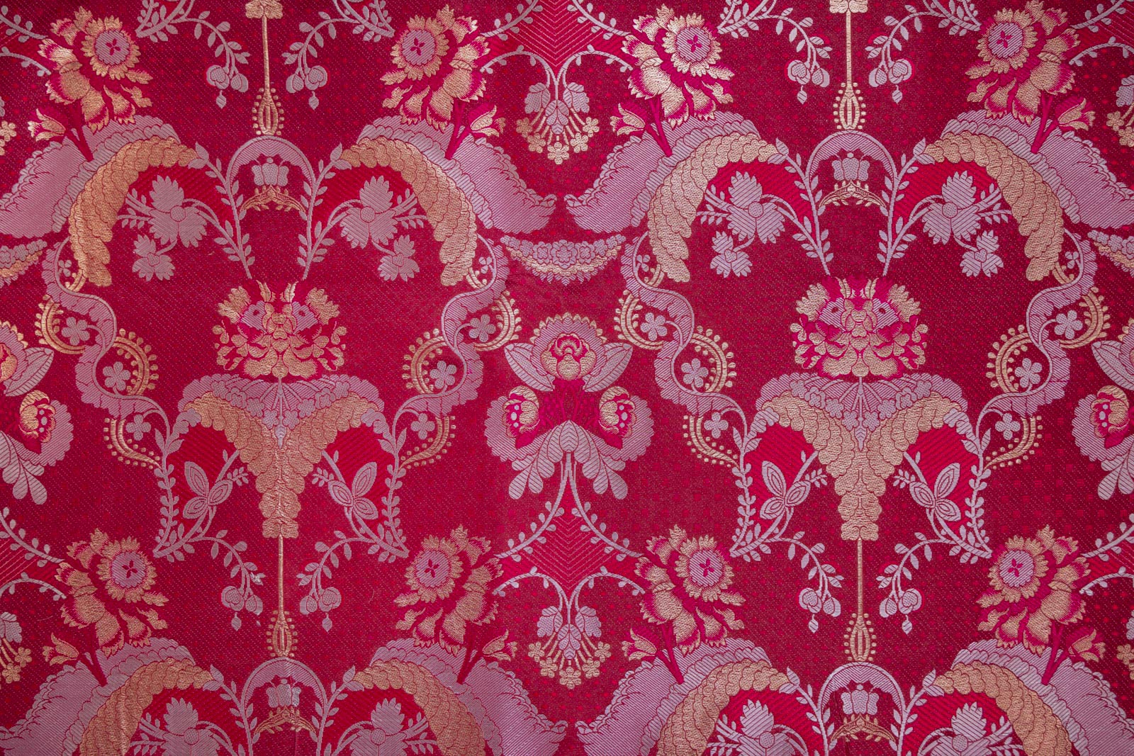 Maroon Handwoven Banarasi Silk Fabric