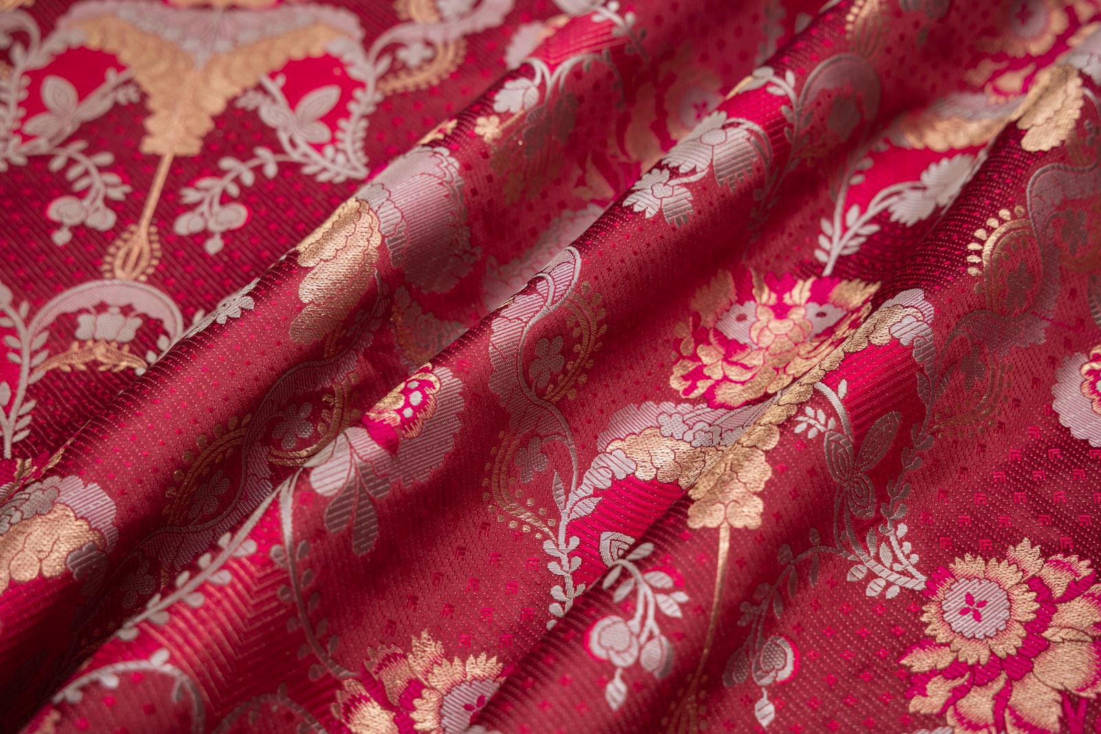 Maroon Handwoven Banarasi Silk Fabric