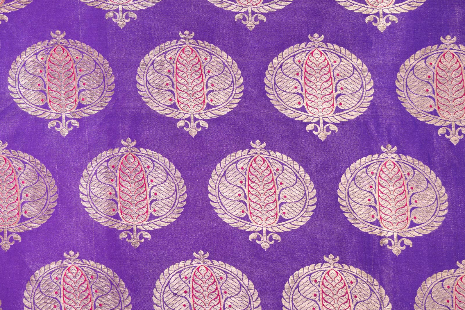 Purple Handwoven Banarasi Silk Fabric
