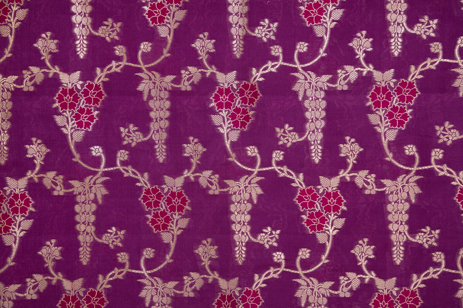 Magenta Pink Handwoven Banarasi Silk Fabric