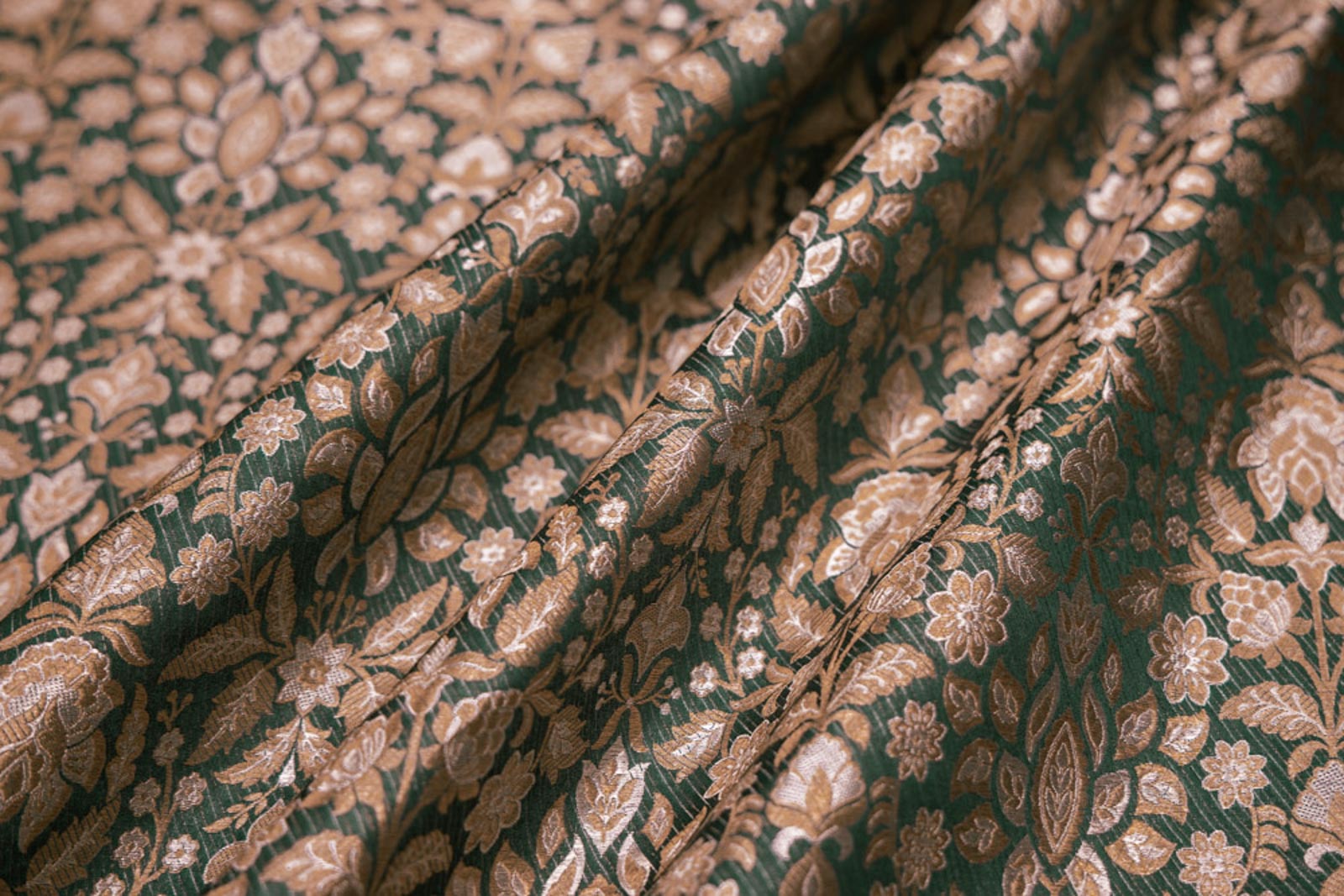 Green Handwoven Banarasi Silk Fabric
