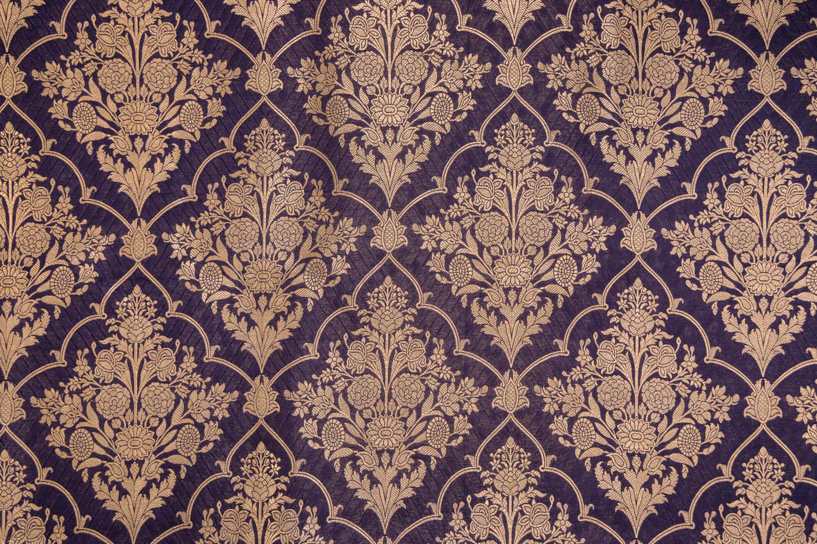 Navy Blue Handwoven Banarasi Silk Fabric