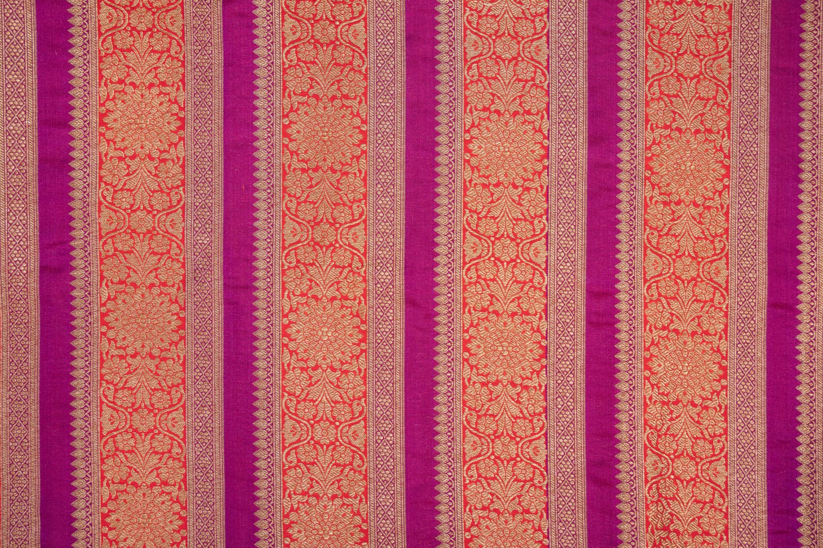 Red Magenta Pink Handwoven Banarasi Silk Fabric