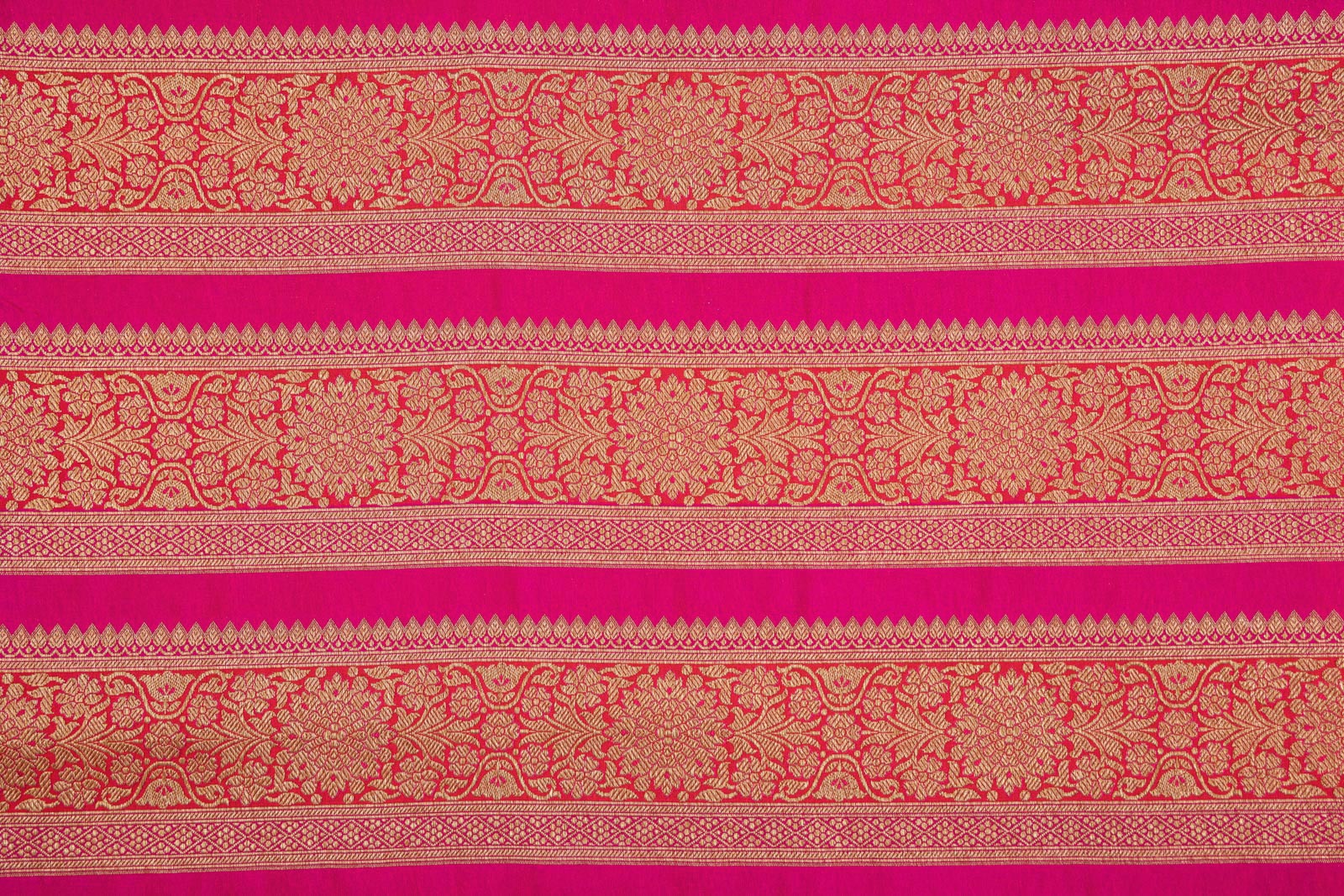 Red Pink Handwoven Banarasi Silk Fabric