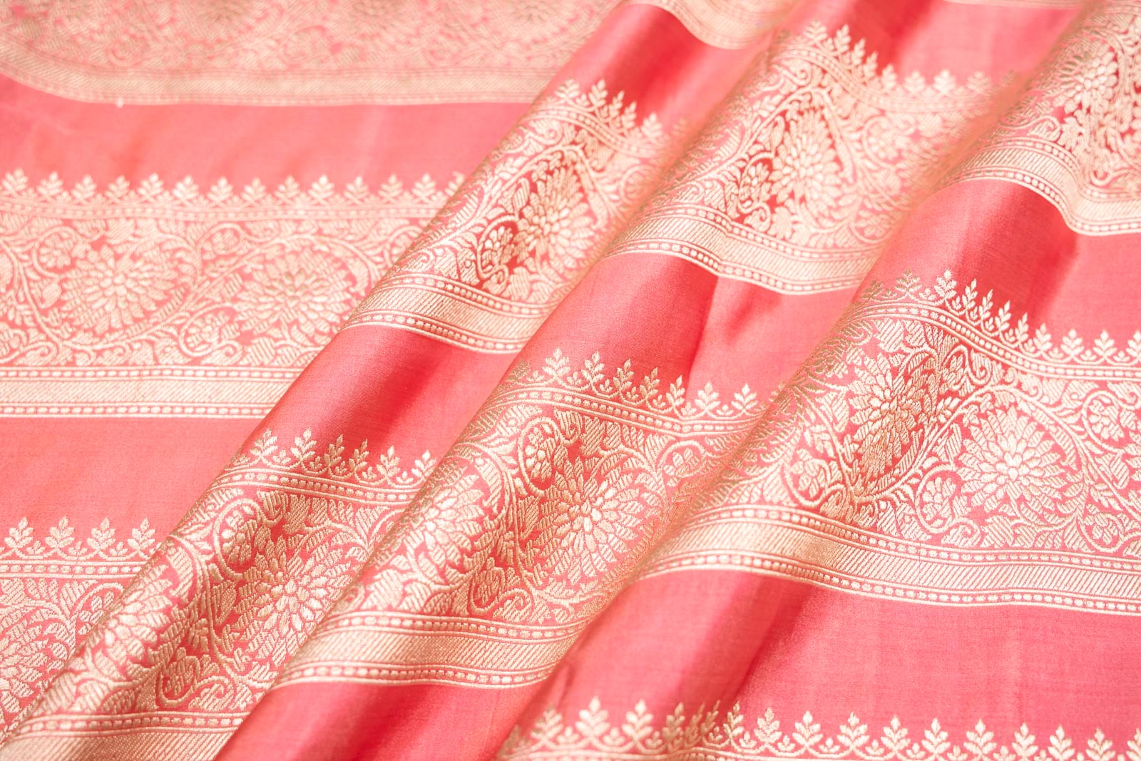 Baby Pink Handwoven Banarasi Silk Fabric