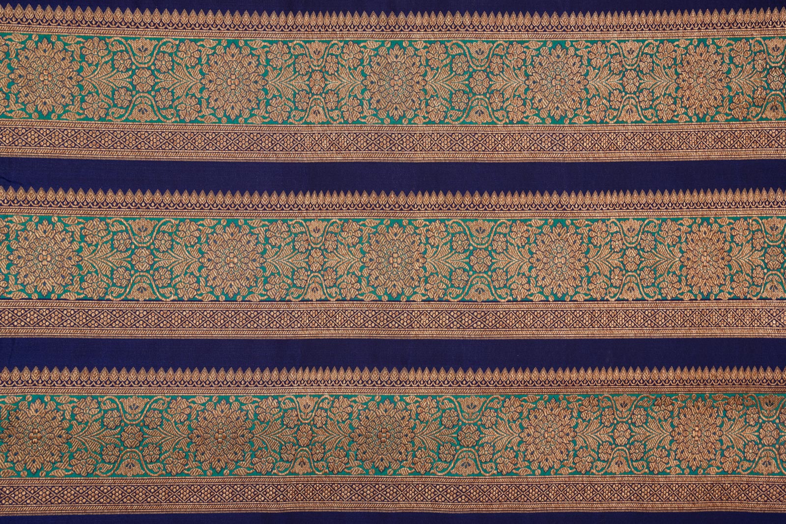 Green Blue Handwoven Banarasi Silk Fabric