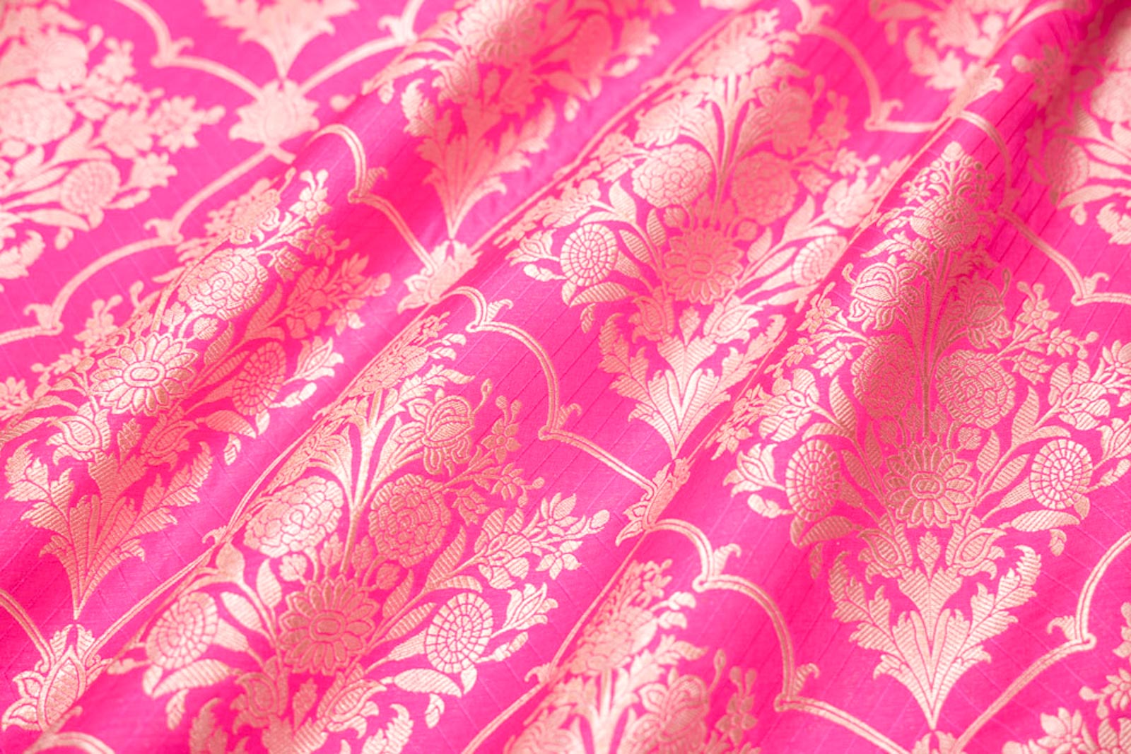 Rani Pink Handwoven Banarasi Silk Fabric