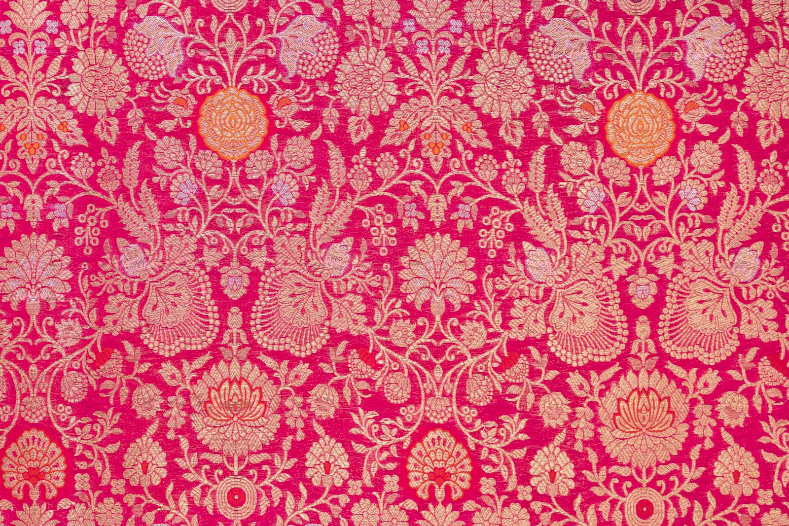 Fuchsia Pink Handwoven Banarasi Brocade Fabric
