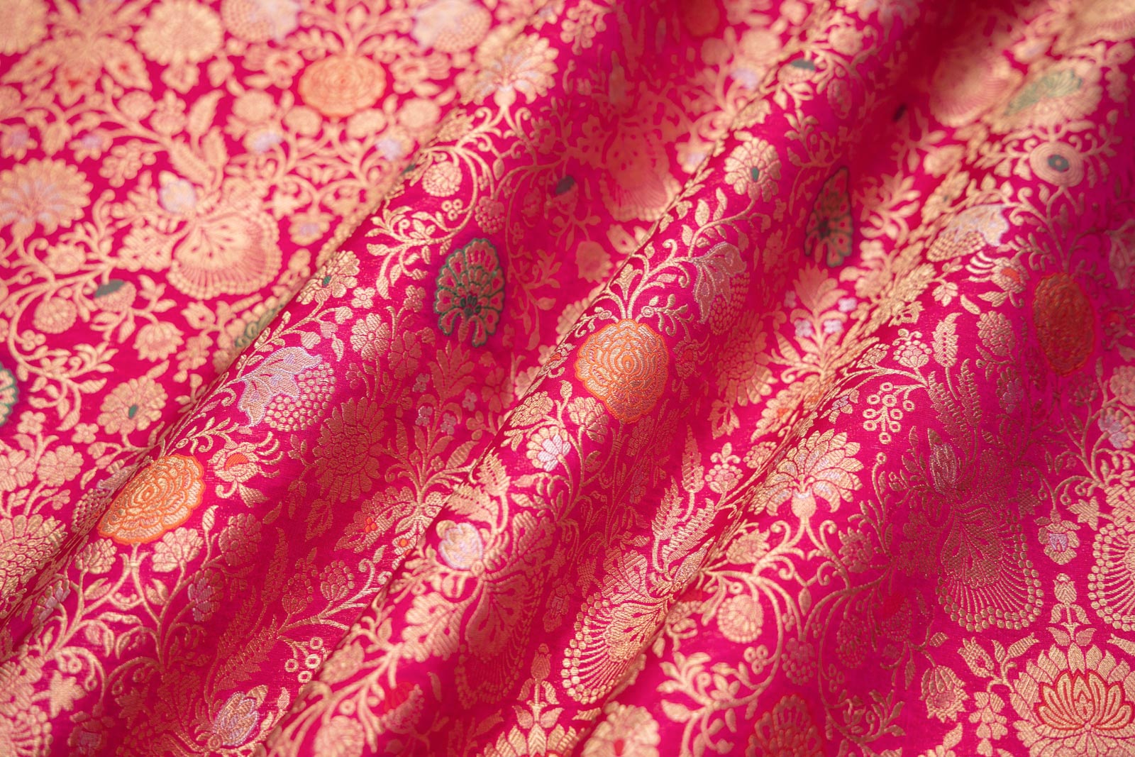 Fuchsia Pink Handwoven Banarasi Brocade Fabric