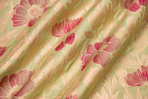 Pista Green Handwoven Banarasi Silk Fabric