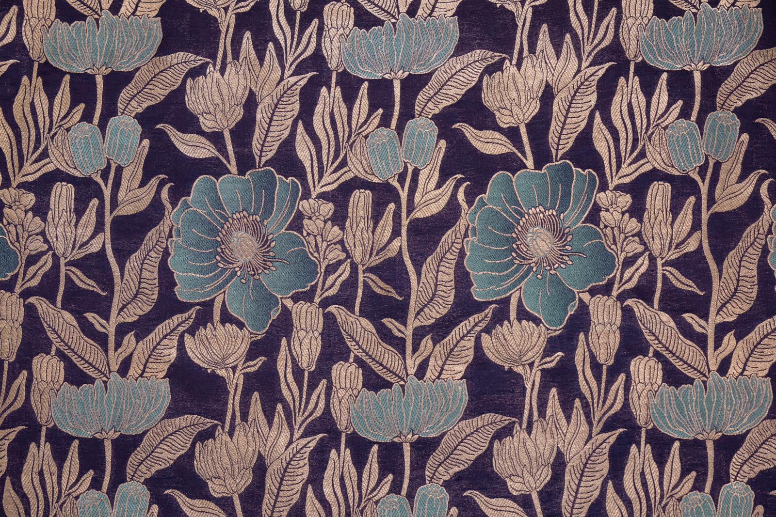 Midnight Blue Handwoven Banarasi Silk Fabric