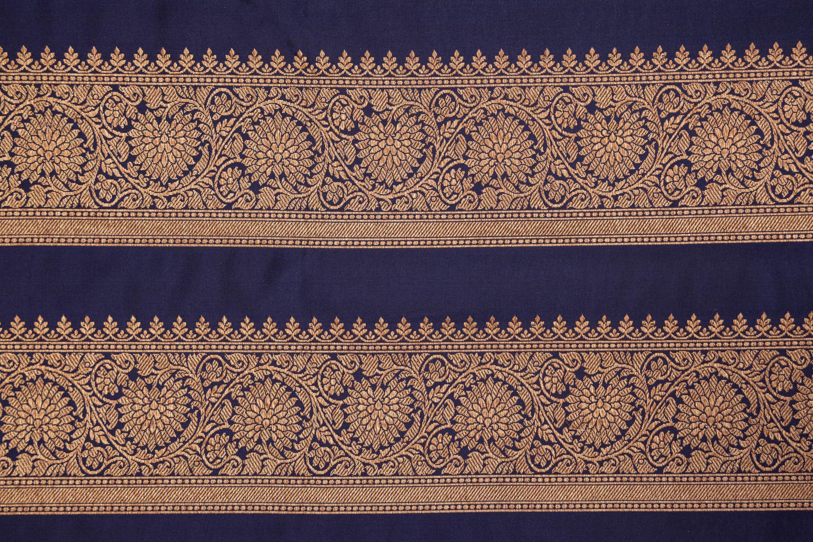 Navy Blue Handwoven Banarasi Silk Fabric
