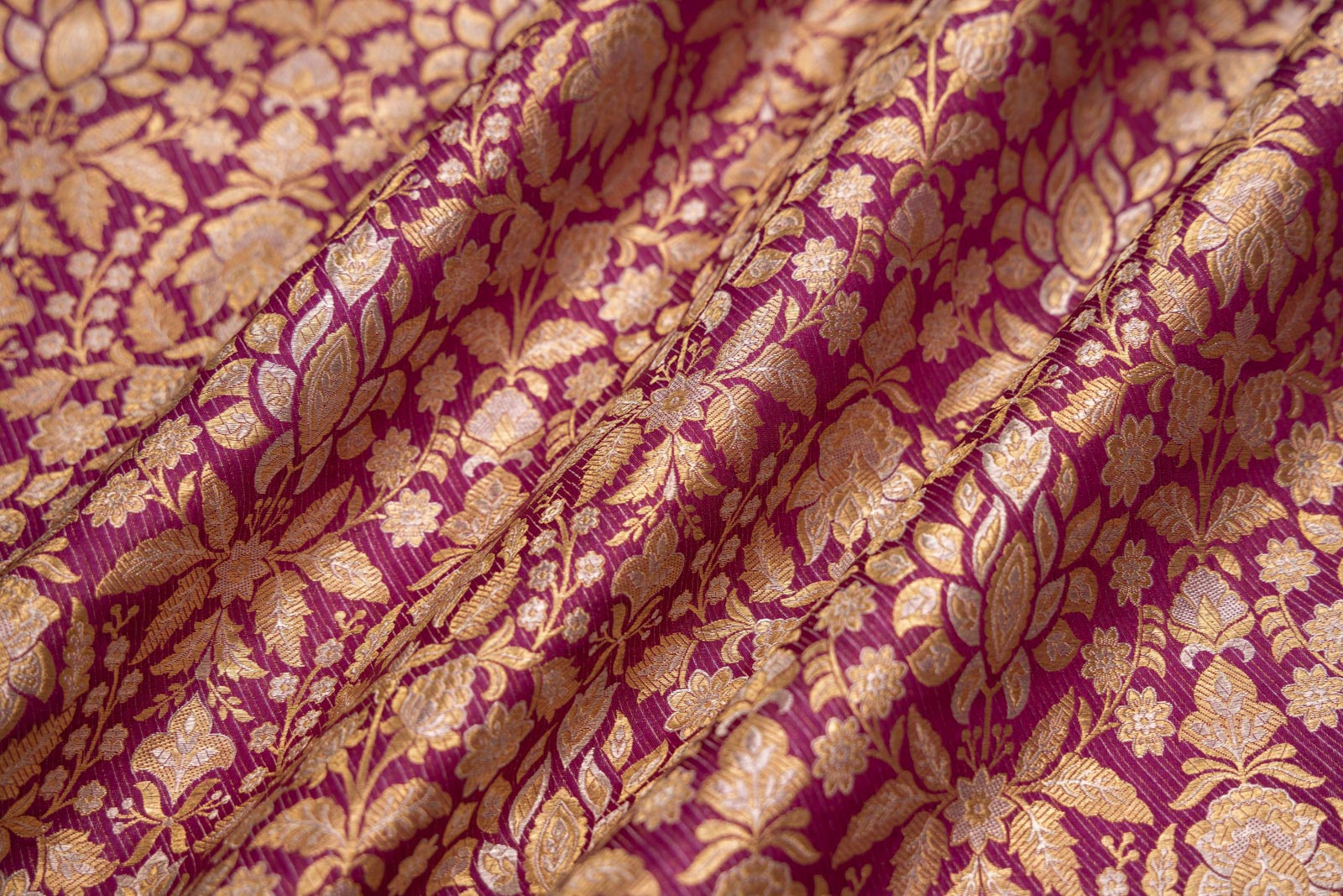 Wine Handwoven Banarasi Silk Fabric