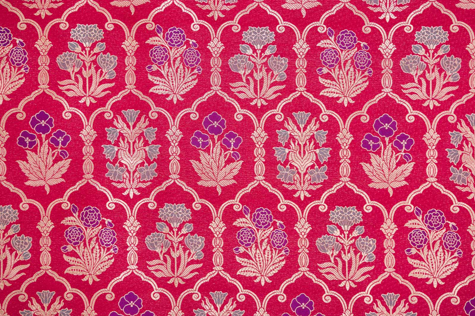 Pink Handwoven Banarasi Silk Fabric