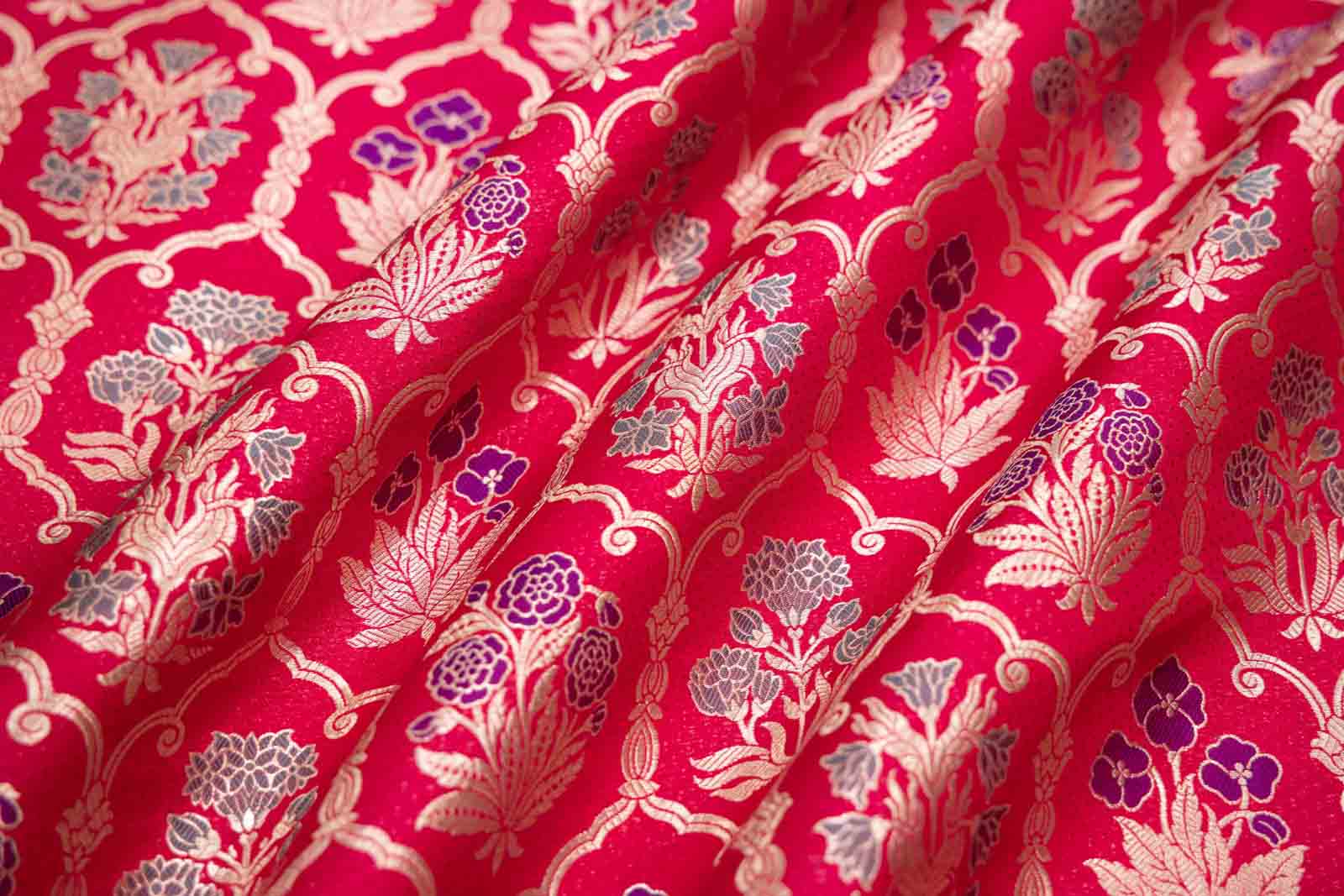 Pink Handwoven Banarasi Silk Fabric