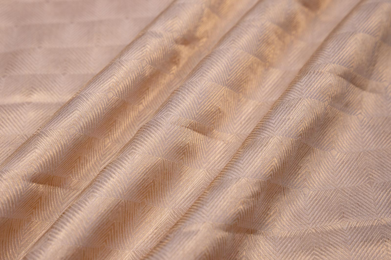 Off-White Gold Handwoven Banarasi Tissue Silk Fabric