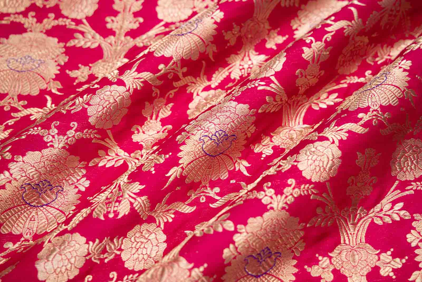 Pink Dual Tone Handwoven Banarasi Brocade Fabric
