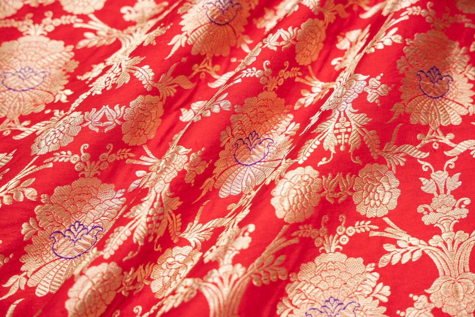 Red Handwoven Banarasi Brocade Fabric