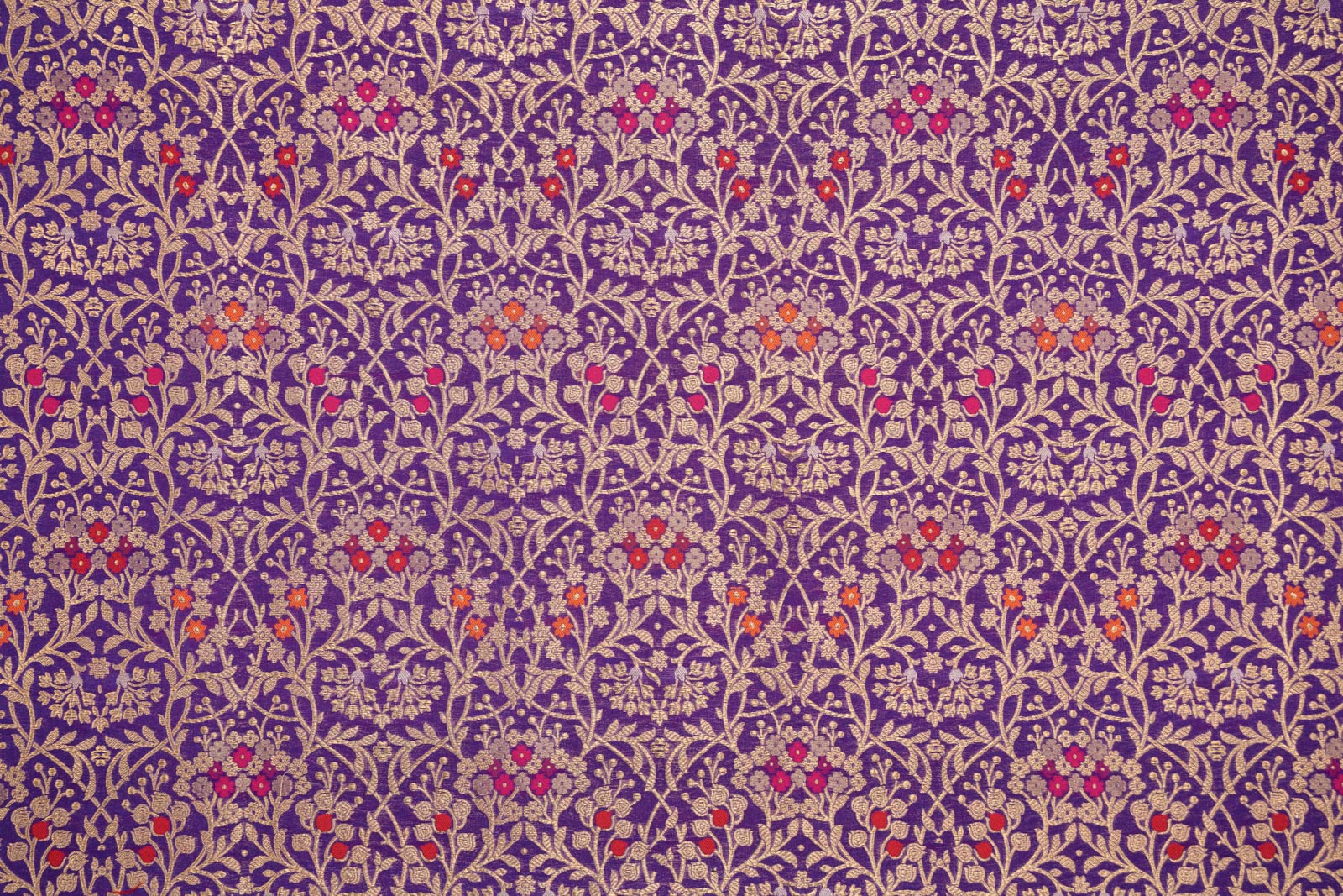 Bluish Purple Handwoven Banarasi Brocade Fabric