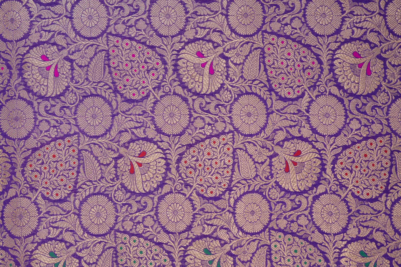 Bluish Purple Handwoven Banarasi Brocade Fabric