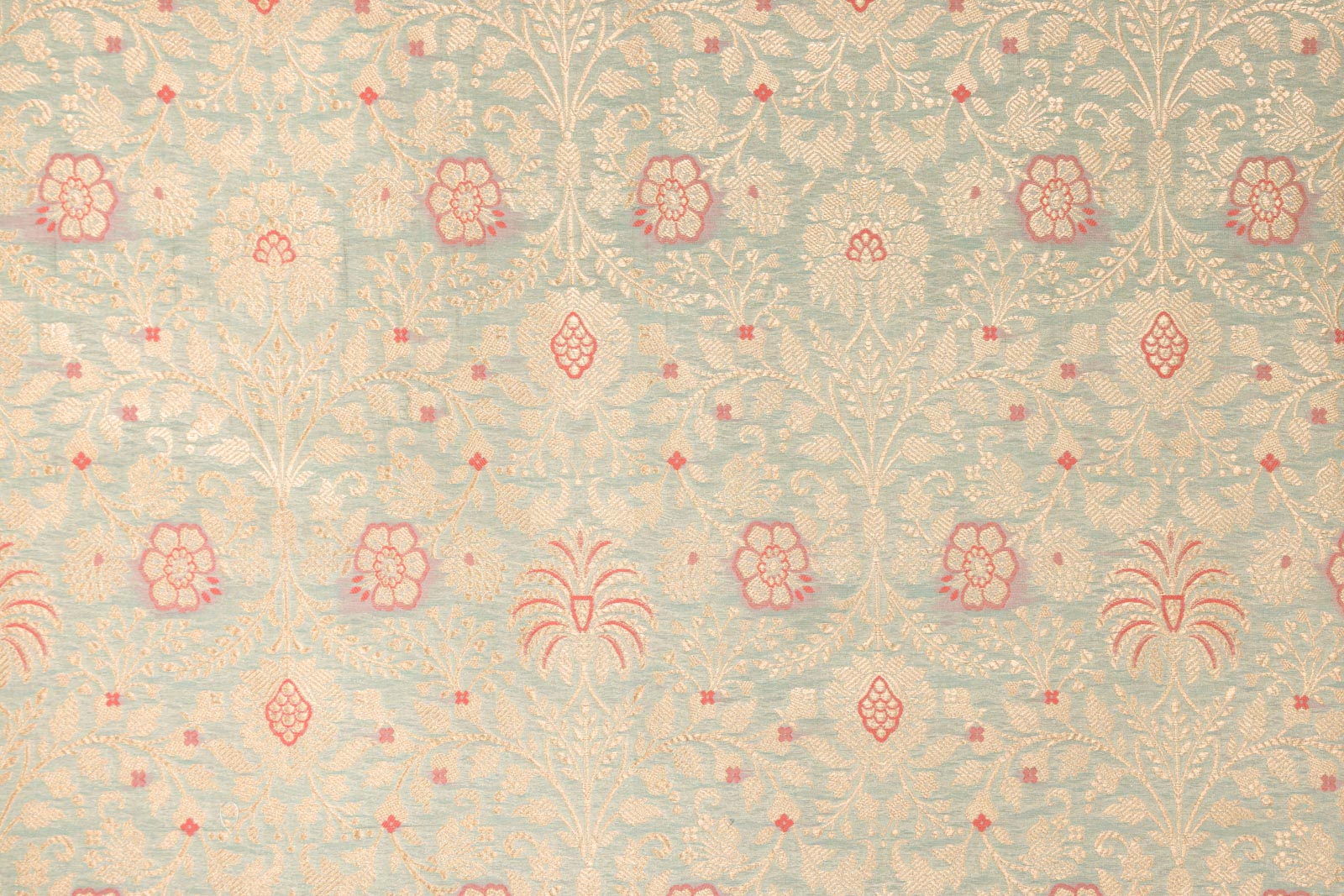 Powder Blue Handwoven Banarasi Brocade Fabric