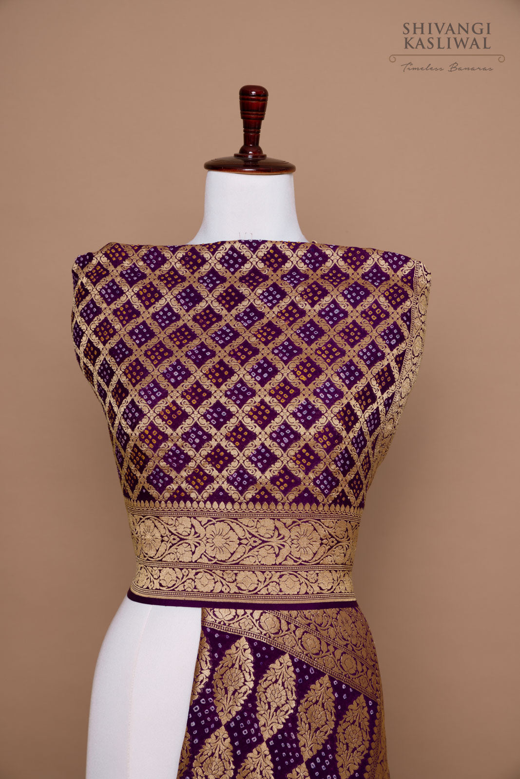 Purple Handwoven Banarasi Georgette Bandhani Dupatta