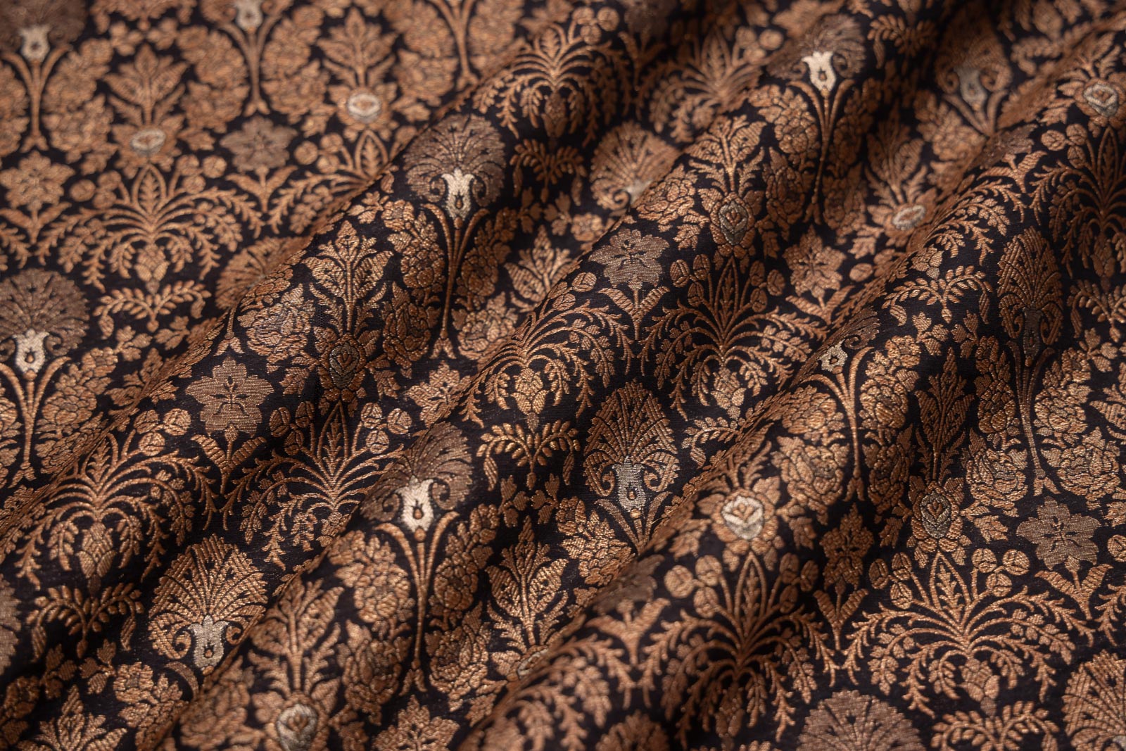 Black Handwoven Banarasi Brocade Fabric