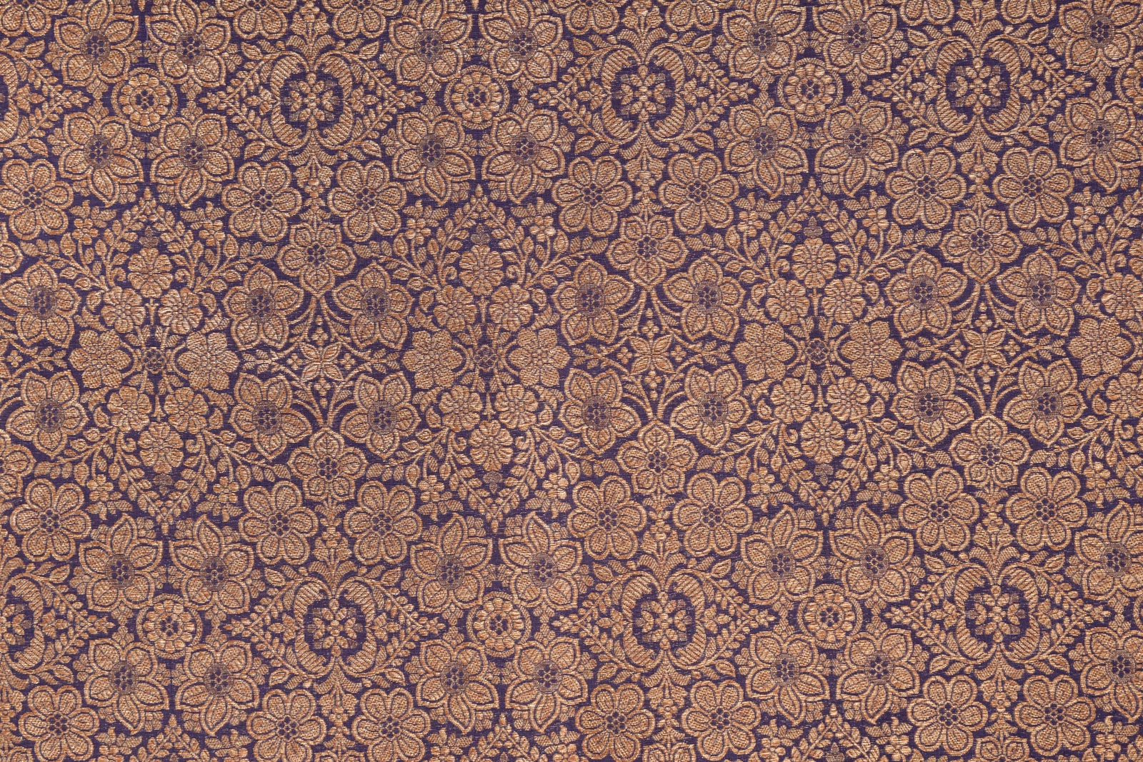 Navy Blue Handwoven Banarasi Brocade Fabric