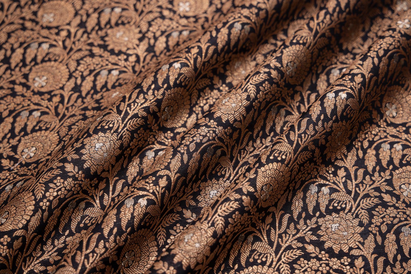 Black Handwoven Banarasi Brocade Fabric