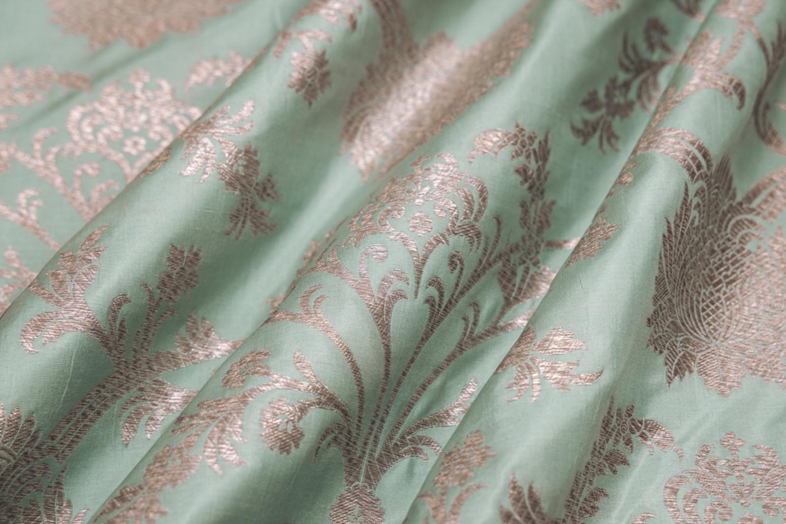 Powder Blue Handwoven Banarasi Silk Fabric