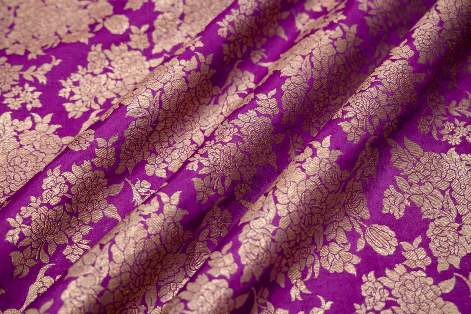 Magenta Pink Handwoven Banarasi Silk Fabric