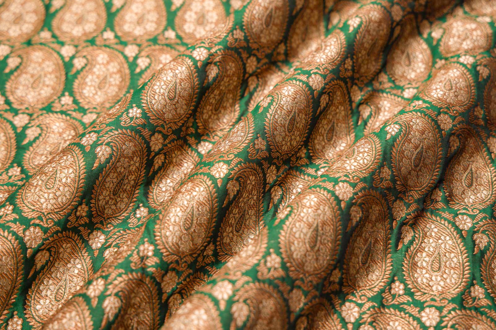 Green Handwoven Banarasi Brocade Fabric