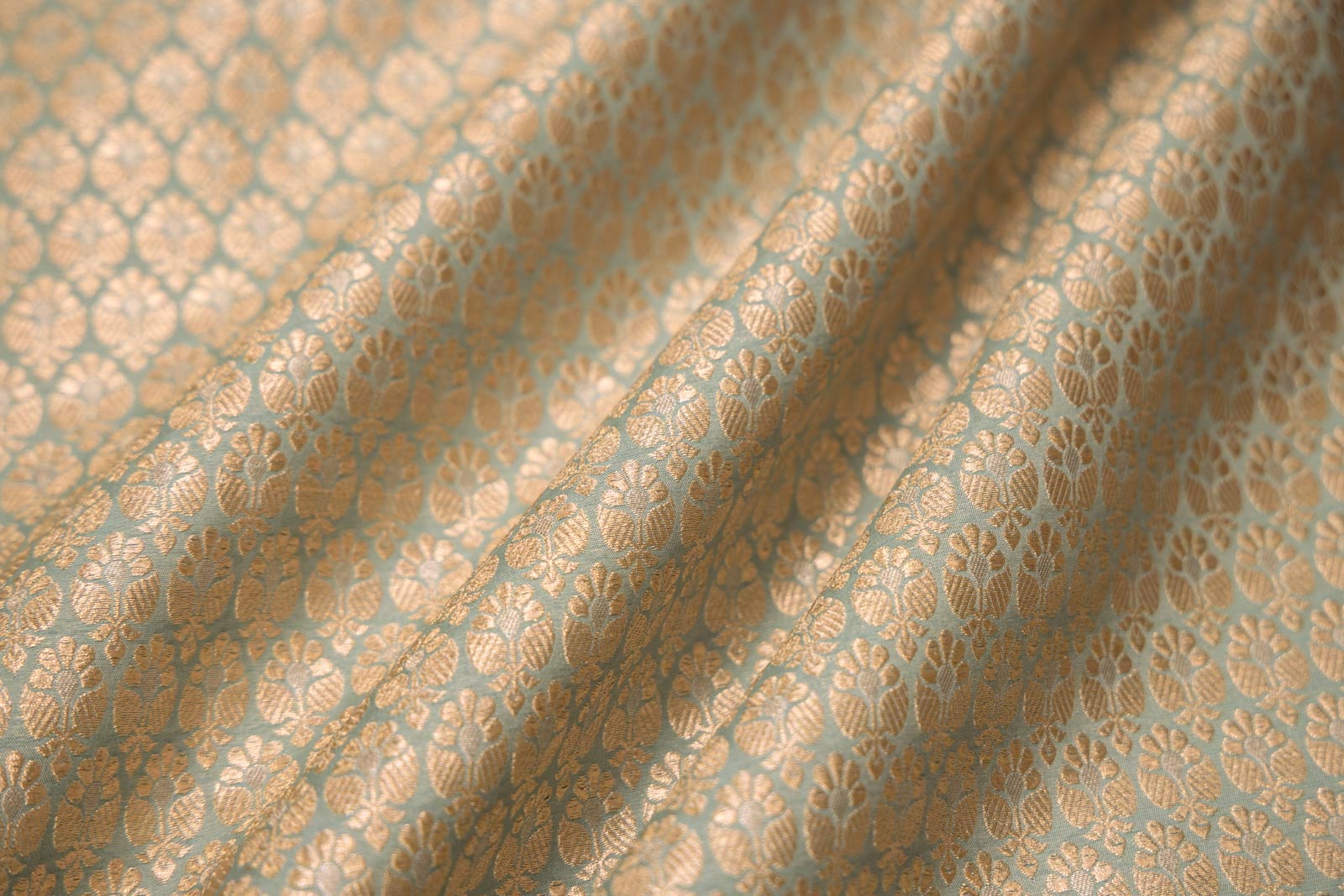 Powder Blue Handwoven Banarasi Brocade Fabric